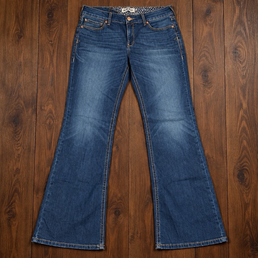 Ariat REAL Bootcut Jeans Womens 33R Medium Dark Wash Stretch Rosa Cowboy Western